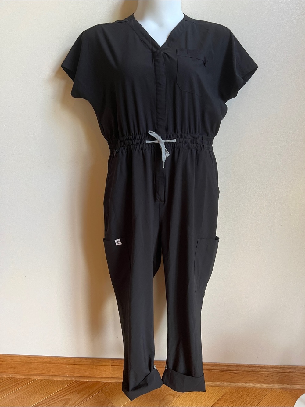 WonderWink Black Utility Jumpsuit with Drawstring